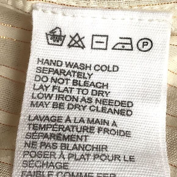 Cleobella Cream ARI Metallic Sparkle Stripe Ruffled Long Sleeve Peasant Blouse - Picture 15 of 16